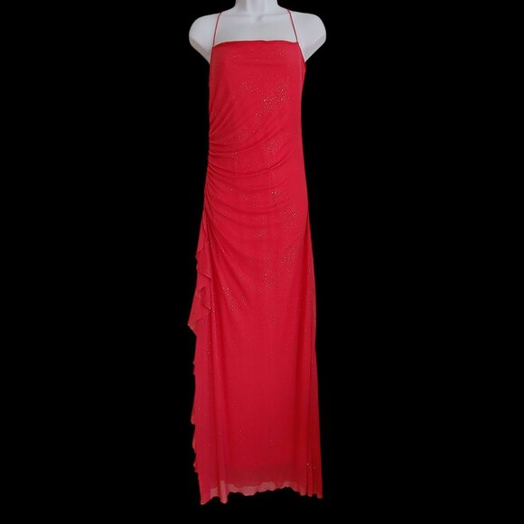 City Triangle Long Sparkly Whimsical Square Neck Dress Watermelon S Y2k 90s - Picture 1 of 10